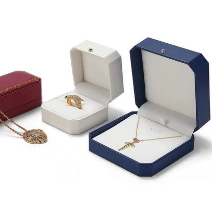 Octagonal Lace Jewelry Box PU Leather Ring Necklace Box Bracelet Pendant Earrings Jewelry Packaging Gift Box Jim Display