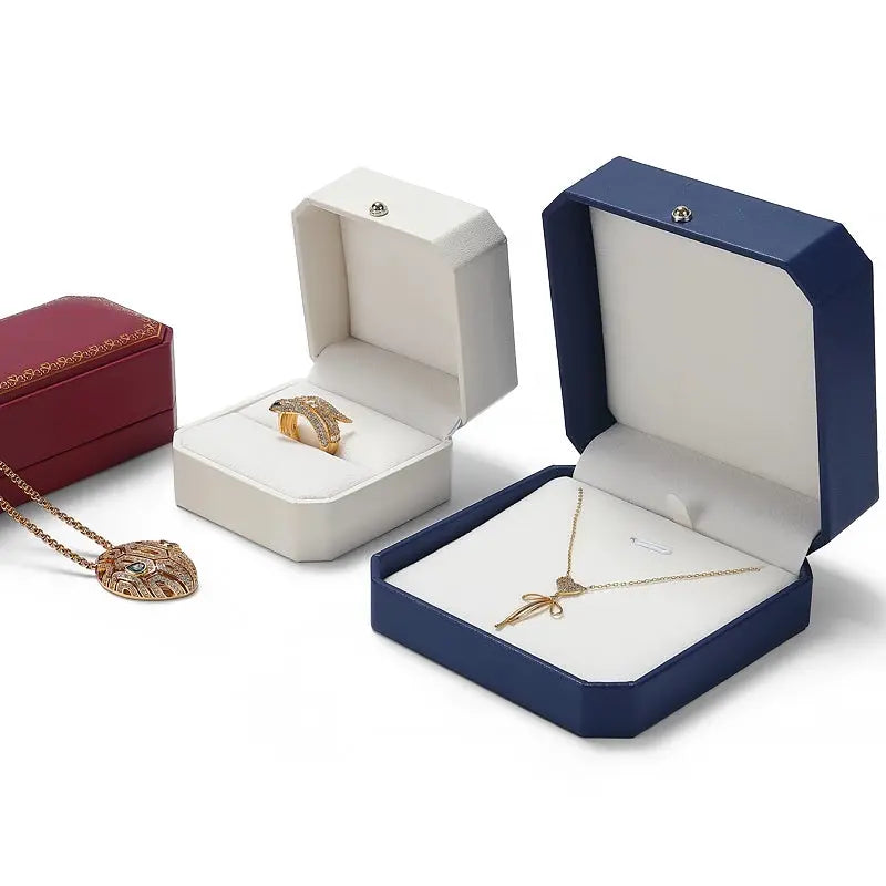 Octagonal Lace Jewelry Box PU Leather Ring Necklace Box Bracelet Pendant Earrings Jewelry Packaging Gift Box Jim Display