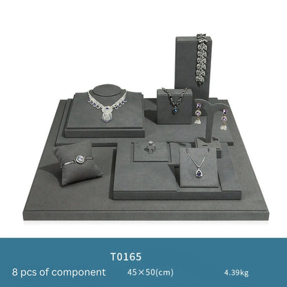 Gray microfiber jewellery display props, necklaces, pendants, earrings, rings, jewelry displays, jewelry display jewelry display shelves Jim Display
