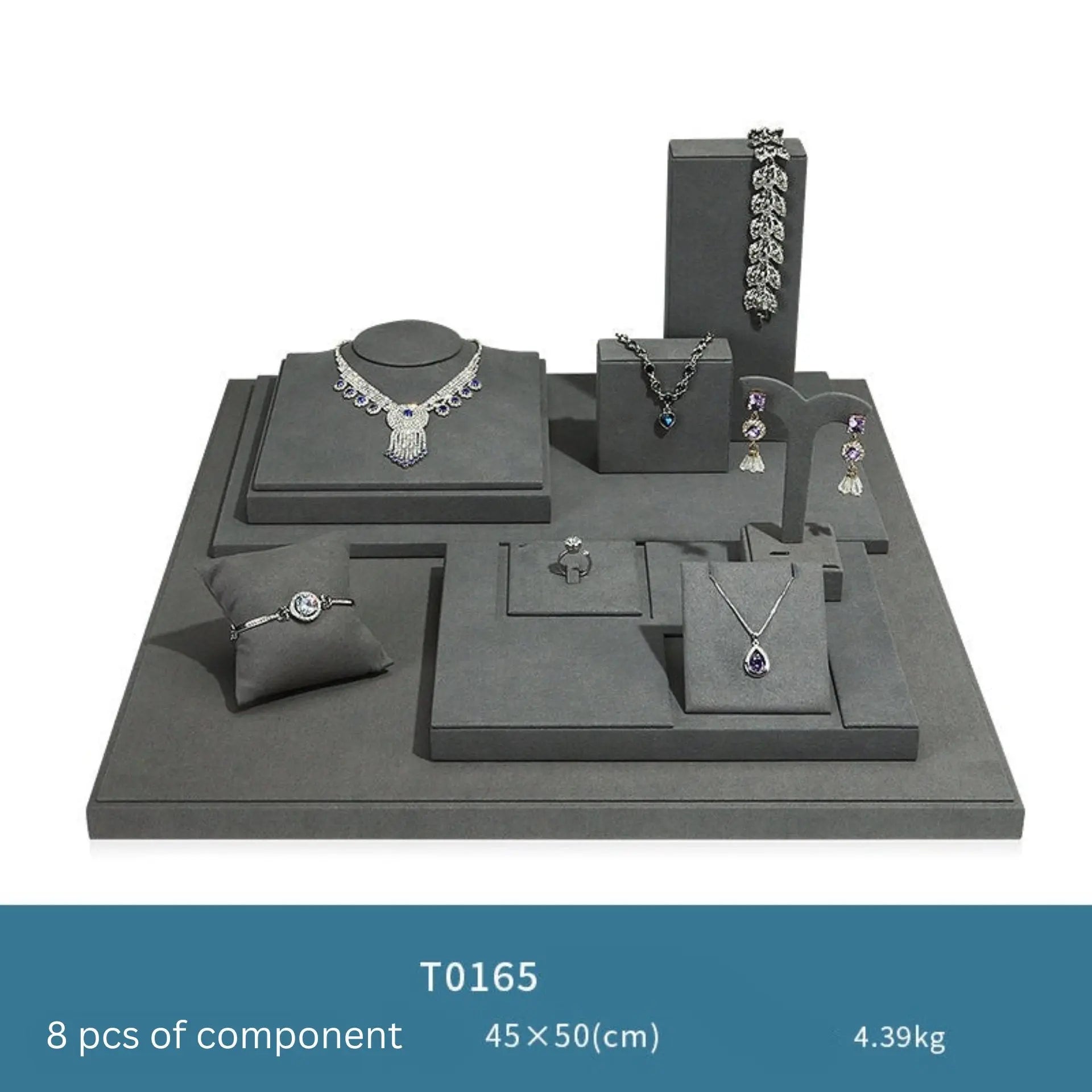 Gray microfiber jewellery display props, necklaces, pendants, earrings, rings, jewelry displays, jewelry display jewelry display shelves Jim Display
