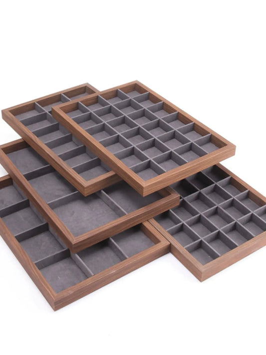 High-end walnut color look at the pallet jewelry tray jewelry display ornament large capacity bracelet earrings storage box Jim Display