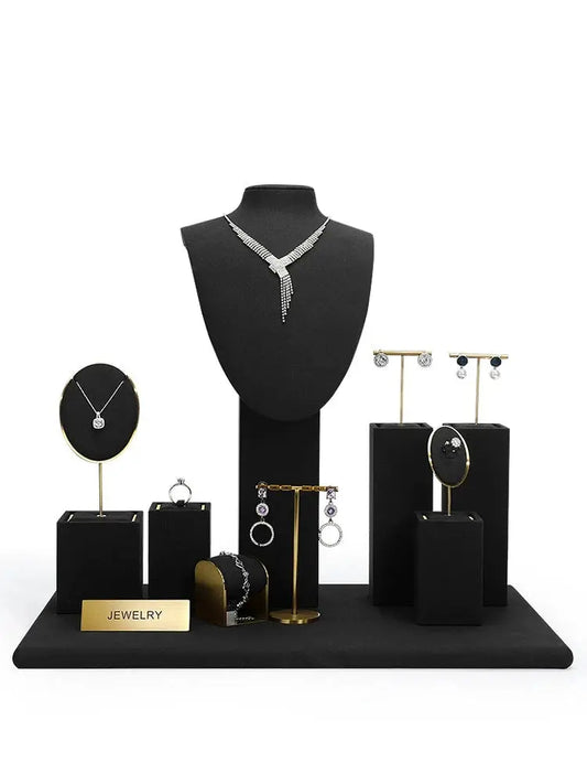Jewelry display shelves, necklaces, rings, earrings, bracelets, bracelets, display props, microfiber window display sets Jim Display