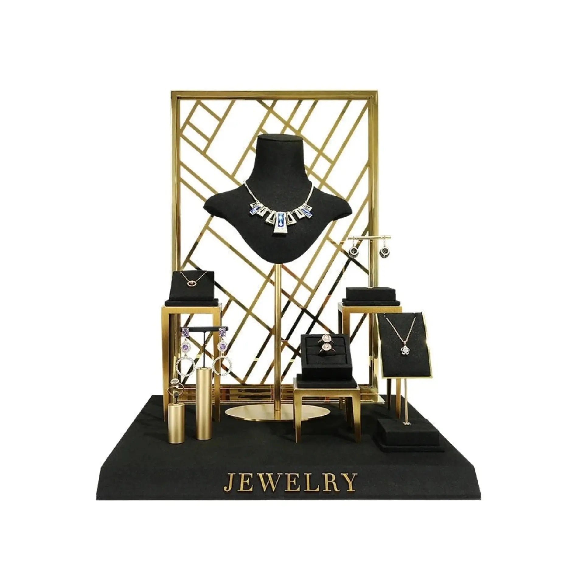 Black jewelry counter display props, necklaces, rings, earrings, studs, bracelets, jewelry display racks Jim Display