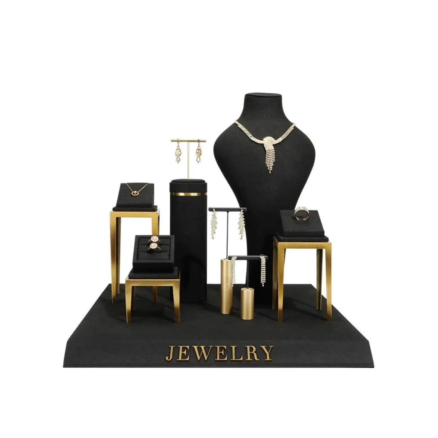 Black jewelry counter display props, necklaces, rings, earrings, studs, bracelets, jewelry display racks Jim Display