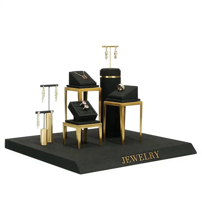Black jewelry counter display props, necklaces, rings, earrings, studs, bracelets, jewelry display racks Jim Display