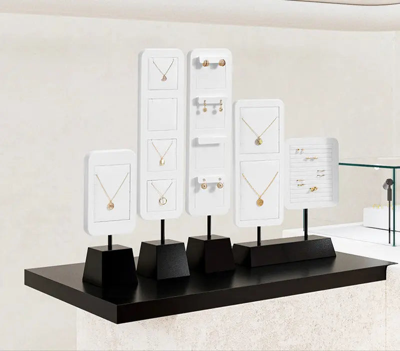 High Jewelry Display Props PU White Ring Earrings Necklace Display Jewelry Display Stand Jim Display