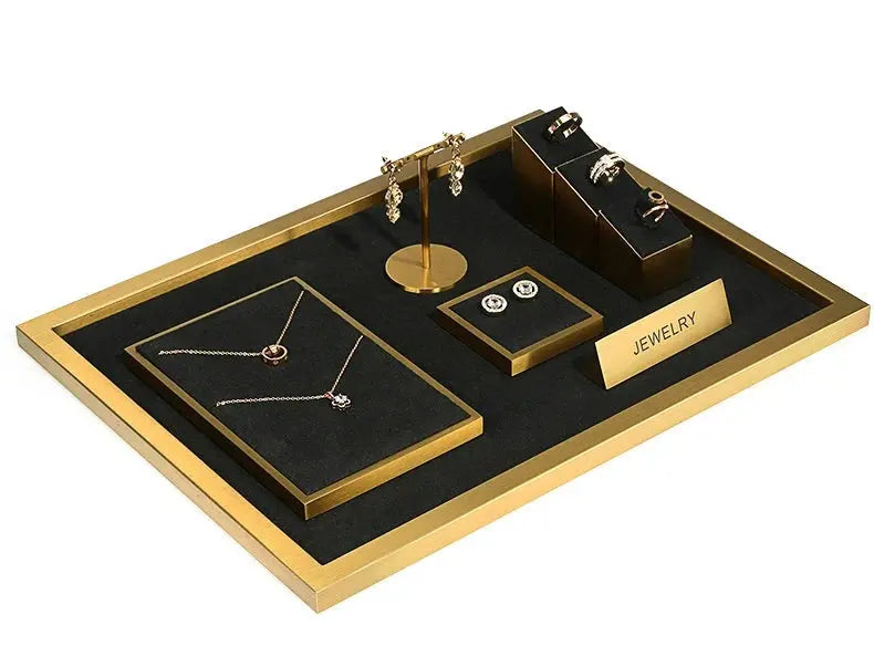 Jewelry props black high-grade microfiber metal jewelry display props necklace display shelf, ring earrings display shelf Jim Display