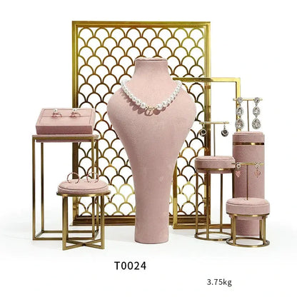 Pink Window Display Props, Metal Jewelry, Necklace Display Shelf, Neck Jewelry Display Props Jim Display