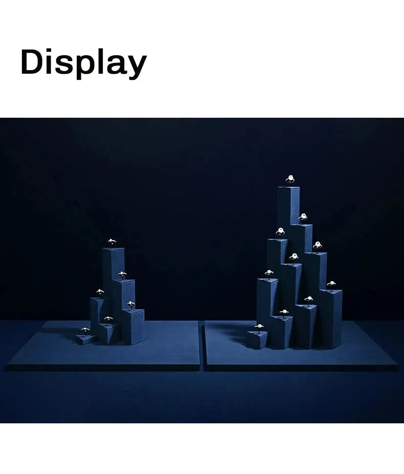 Ring Display Props Blue Microfiber Ring Holder Display Storage Ornament Ring Display Stand Jim Display