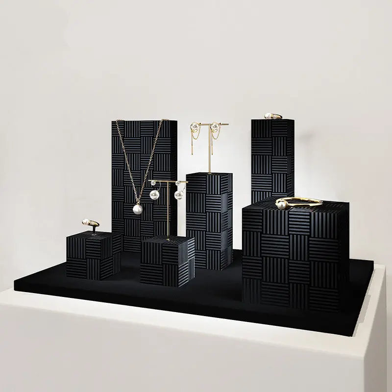 High-end jewelry display props, light luxury microfiber rings, necklaces, earrings, jewelry display racks Jim Display