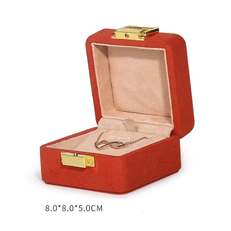 Orange Microfiber Jewelry Box Premium Ring Box Single Ring Jewelry Box Bracelet Box Necklace Box Gift Box With Lock Jim Display