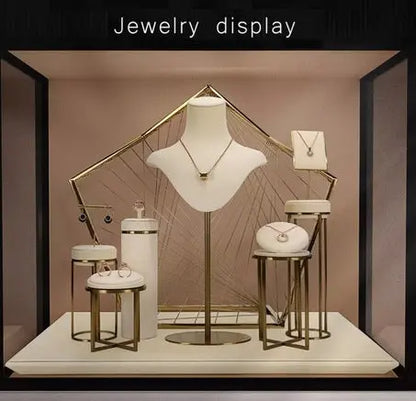 Luxury Off-white Jewelry Window Display Jim Display