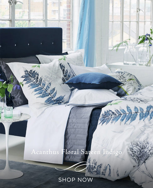 Acanthus Floral Sateen Indigo