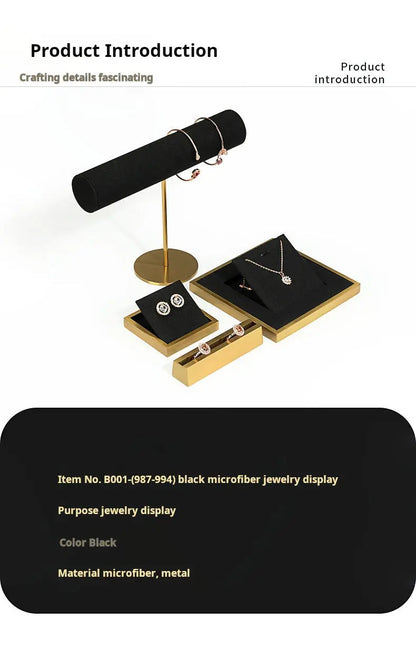 Jewelry props black high-grade microfiber metal jewelry display props necklace display shelf, ring earrings display shelf Jim Display