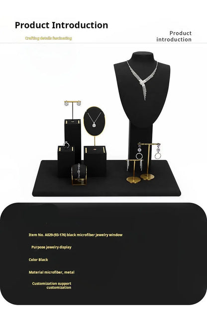 Jewelry display shelves, necklaces, rings, earrings, bracelets, bracelets, display props, microfiber window display sets Jim Display