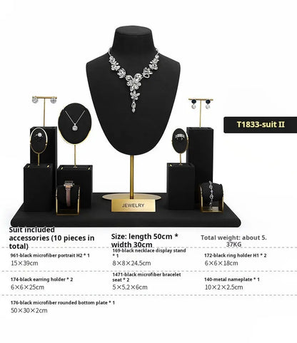 Jewelry display shelves, necklaces, rings, earrings, bracelets, bracelets, display props, microfiber window display sets Jim Display