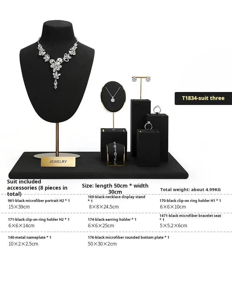 Jewelry display shelves, necklaces, rings, earrings, bracelets, bracelets, display props, microfiber window display sets Jim Display