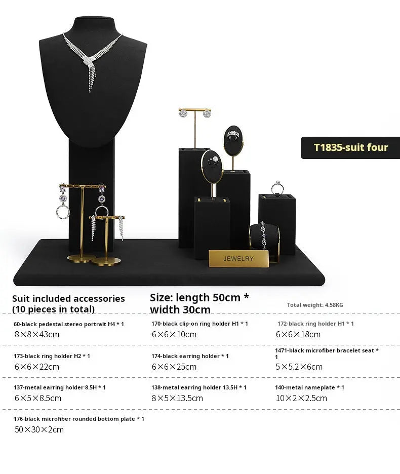 Jewelry display shelves, necklaces, rings, earrings, bracelets, bracelets, display props, microfiber window display sets Jim Display