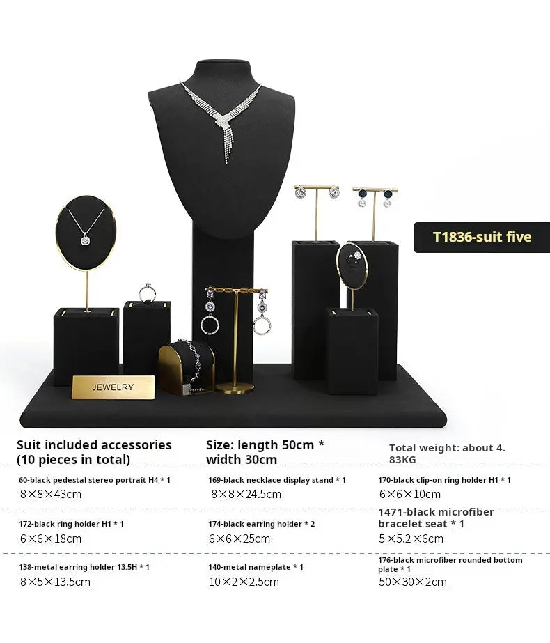 Jewelry display shelves, necklaces, rings, earrings, bracelets, bracelets, display props, microfiber window display sets Jim Display