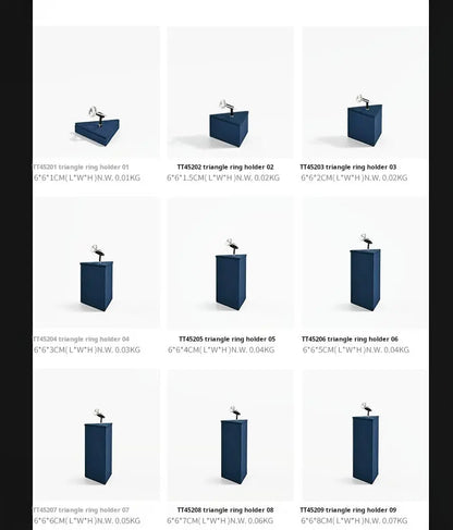 Ring Display Props Blue Microfiber Ring Holder Display Storage Ornament Ring Display Stand Jim Display