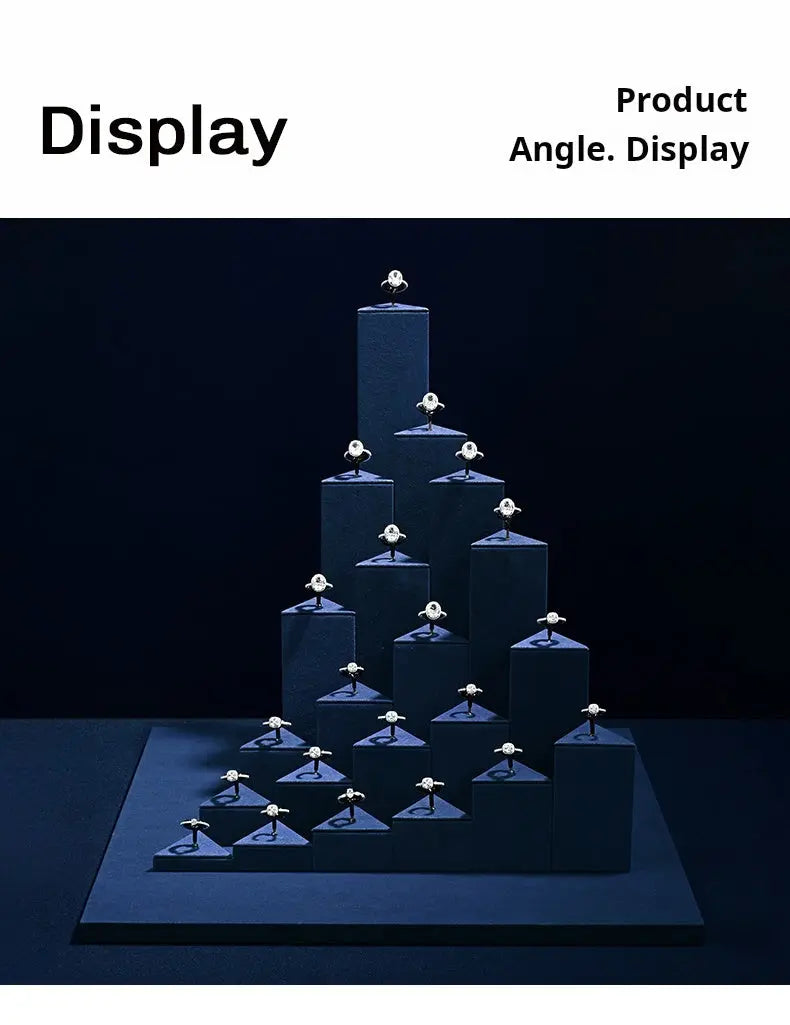 Ring Display Props Blue Microfiber Ring Holder Display Storage Ornament Ring Display Stand Jim Display