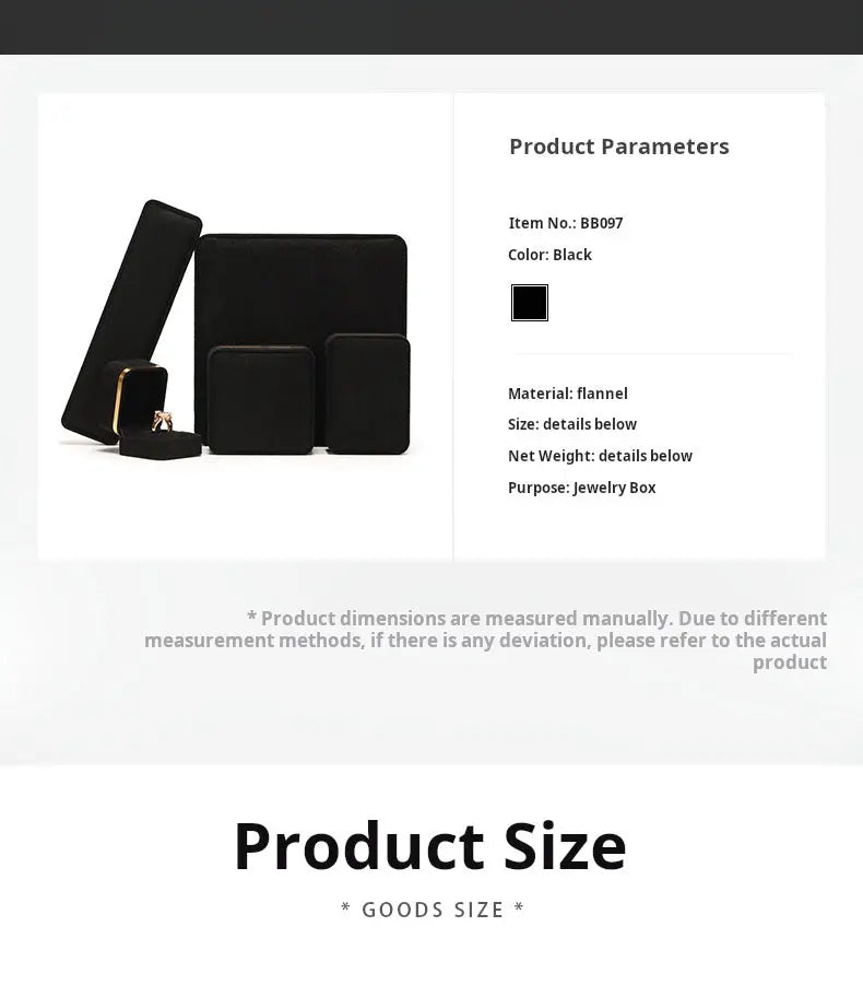 Light Luxury Jet Black Ring Box, Small Fine Jewelry Box, Necklace, Bracelet Jewelry Packaging Box, Gift Box Jim Display