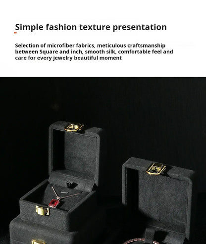 Jewelry Box, Microfiber Metal Buckle, Ring, Pendant Box, Jewelry Storage, Box, Necklace, Gift Box Jim Display
