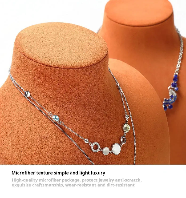Necklace Display Stand, Microfiber Portrait Neck Jewelry, Desk Model Frame, Jewelry Exhibition Display Props Jim Display