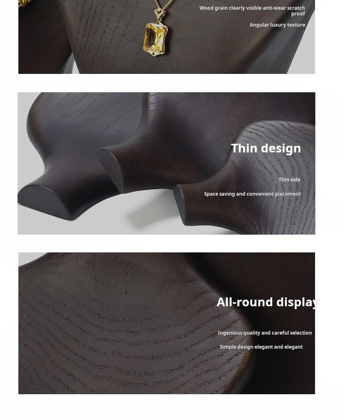 Necklace display stand, solid wood, walnut jewelry display stand, pendant hanger, portrait neck rack, jewelry display props Jim Display