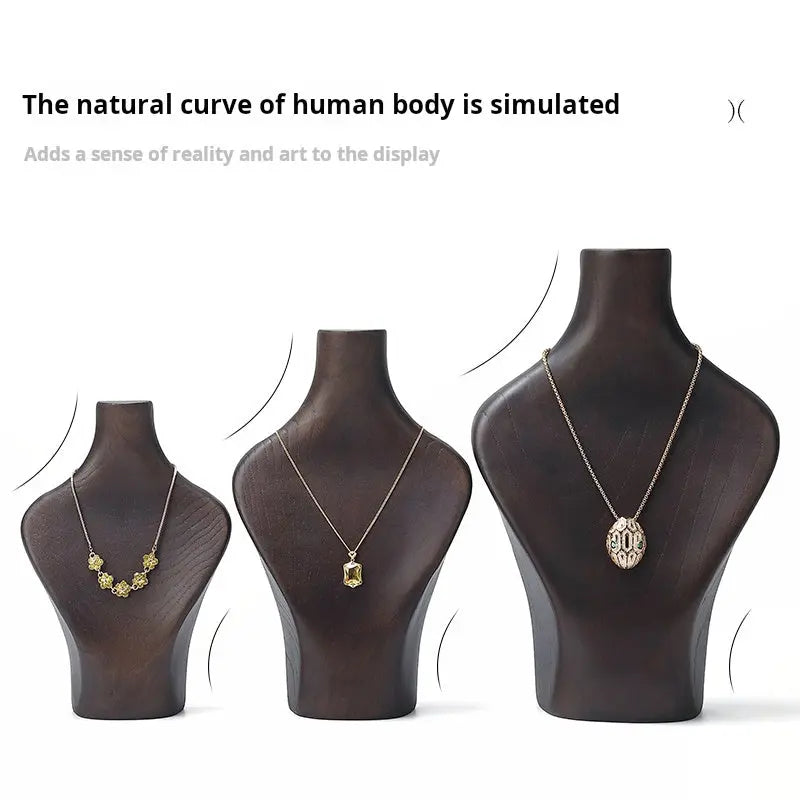 Necklace display stand, solid wood, walnut jewelry display stand, pendant hanger, portrait neck rack, jewelry display props Jim Display
