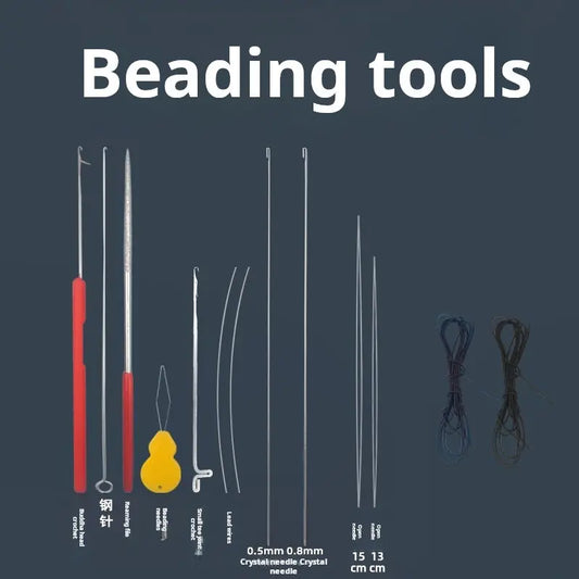 Cultural play beading tool, tee crochet needle, ultra-fine hook needle, bead string, lead string, fine hole, cultural play beaded fine needle Jim Display
