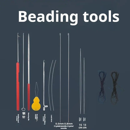 Cultural play beading tool, tee crochet needle, ultra-fine hook needle, bead string, lead string, fine hole, cultural play beaded fine needle Jim Display