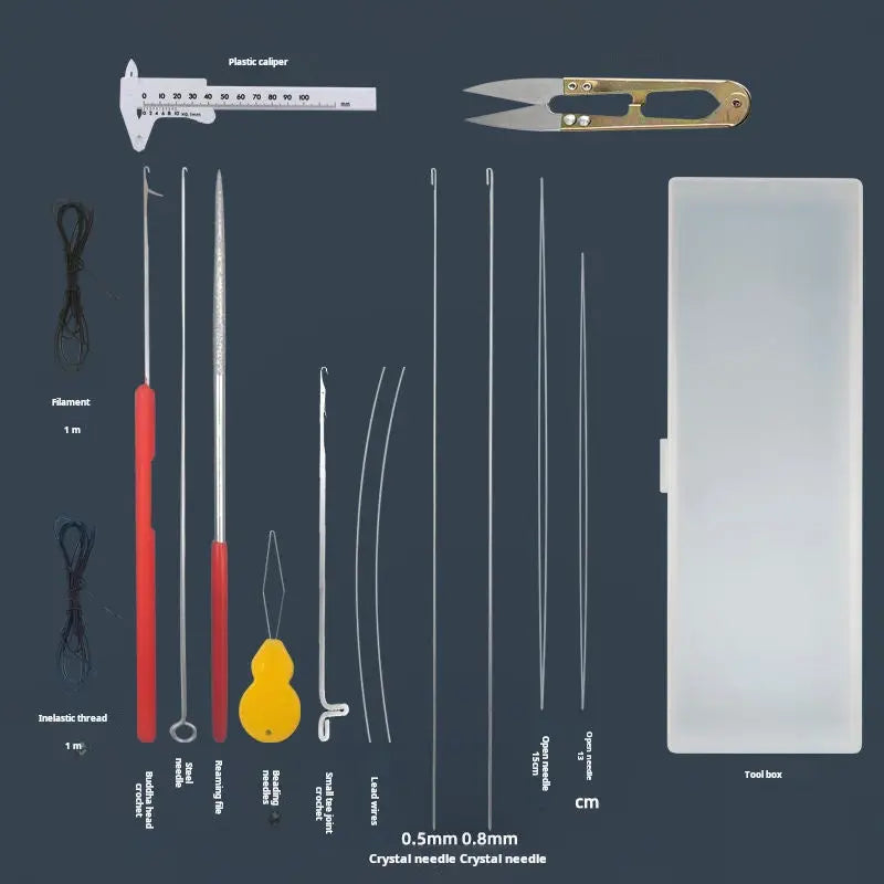 Cultural play beading tool, tee crochet needle, ultra-fine hook needle, bead string, lead string, fine hole, cultural play beaded fine needle Jim Display