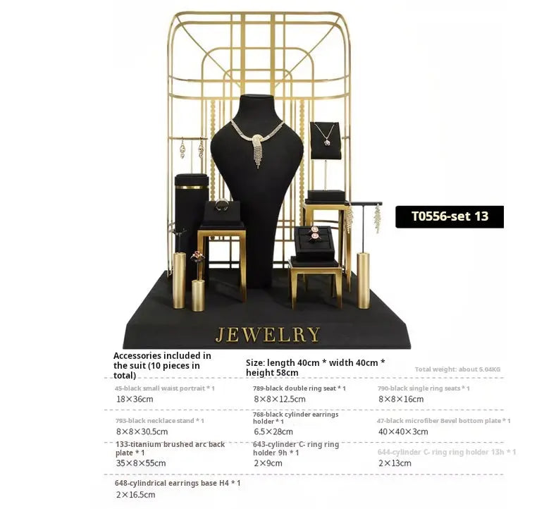 Black jewelry counter display props, necklaces, rings, earrings, studs, bracelets, jewelry display racks Jim Display