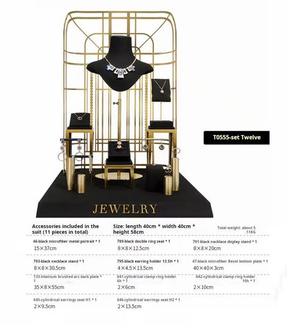 Black jewelry counter display props, necklaces, rings, earrings, studs, bracelets, jewelry display racks Jim Display