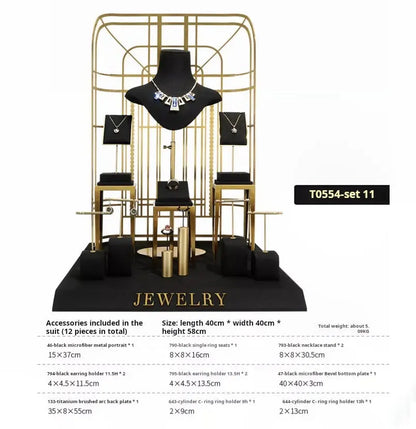 Black jewelry counter display props, necklaces, rings, earrings, studs, bracelets, jewelry display racks Jim Display