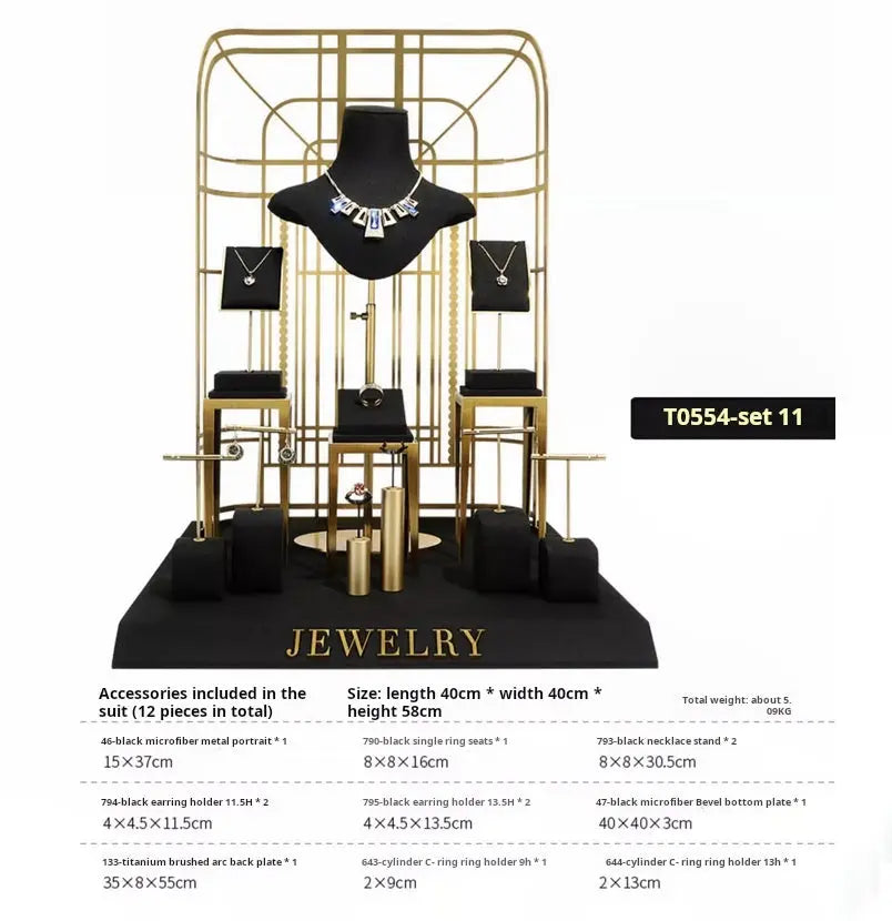 Black jewelry counter display props, necklaces, rings, earrings, studs, bracelets, jewelry display racks Jim Display
