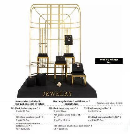 Black jewelry counter display props, necklaces, rings, earrings, studs, bracelets, jewelry display racks Jim Display