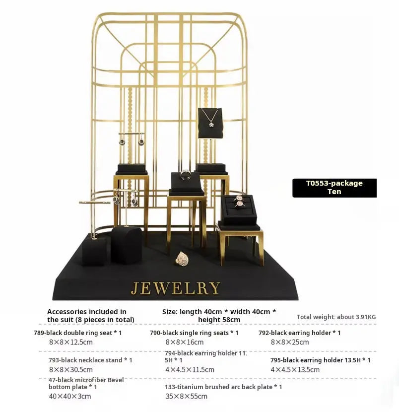 Black jewelry counter display props, necklaces, rings, earrings, studs, bracelets, jewelry display racks Jim Display