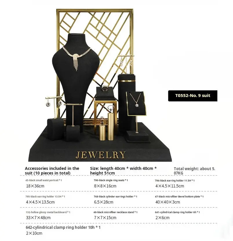 Black jewelry counter display props, necklaces, rings, earrings, studs, bracelets, jewelry display racks Jim Display