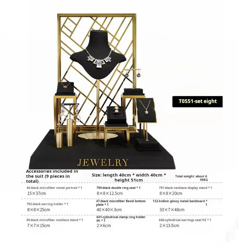 Black jewelry counter display props, necklaces, rings, earrings, studs, bracelets, jewelry display racks Jim Display