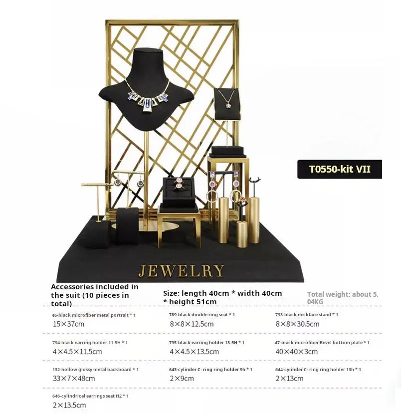 Black jewelry counter display props, necklaces, rings, earrings, studs, bracelets, jewelry display racks Jim Display