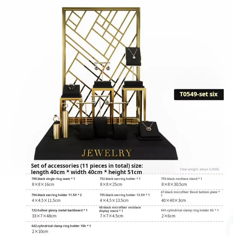 Black jewelry counter display props, necklaces, rings, earrings, studs, bracelets, jewelry display racks Jim Display