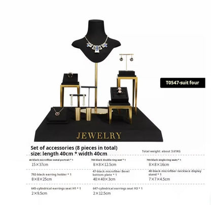 Black jewelry counter display props, necklaces, rings, earrings, studs, bracelets, jewelry display racks Jim Display