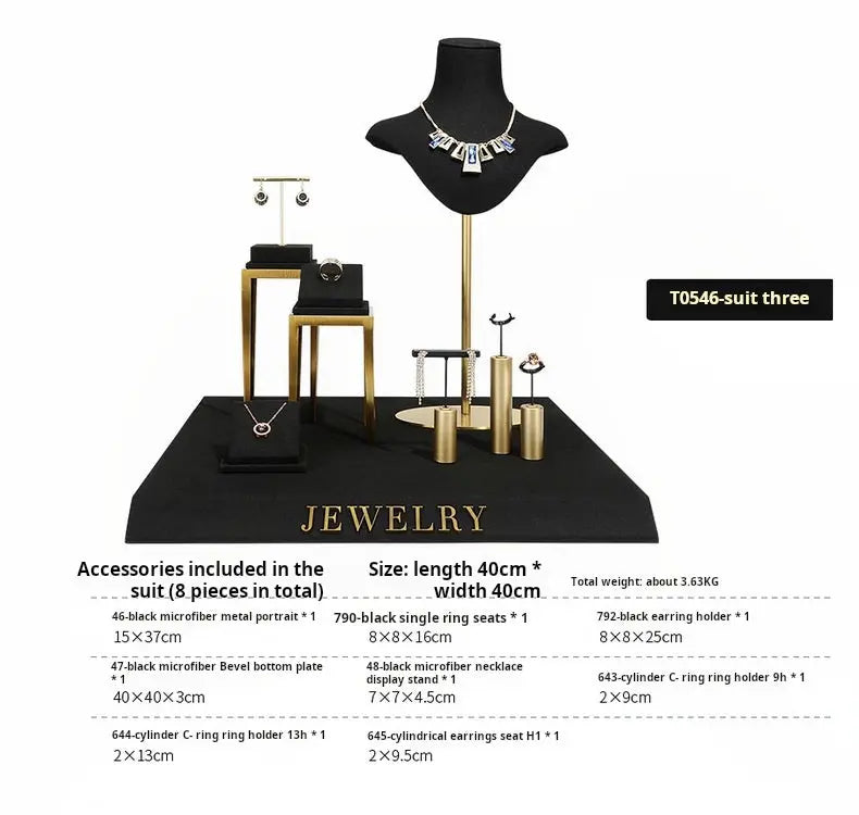 Black jewelry counter display props, necklaces, rings, earrings, studs, bracelets, jewelry display racks Jim Display
