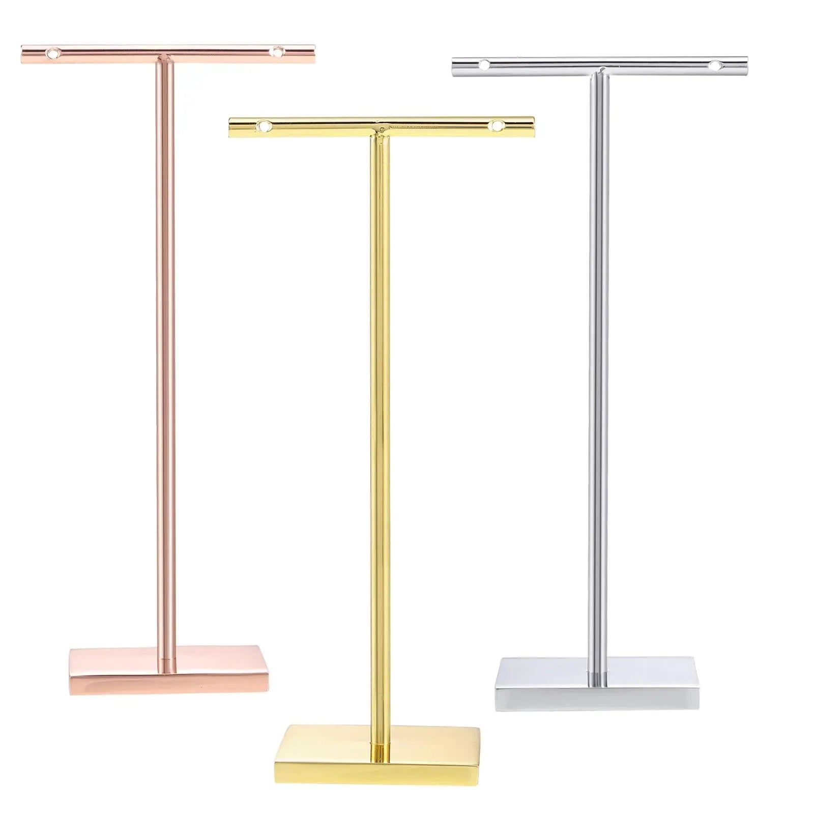 T-shape metal shinny earring stand, shinny gold, silver, copper color, Earring Display props, Earring Stands Jim Display