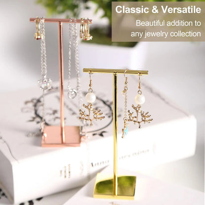 T-shape metal shinny earring stand, shinny gold, silver, copper color, Earring Display props, Earring Stands Jim Display